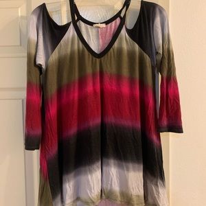 1,4,3 Story multicolor cold shoulder long sleeve